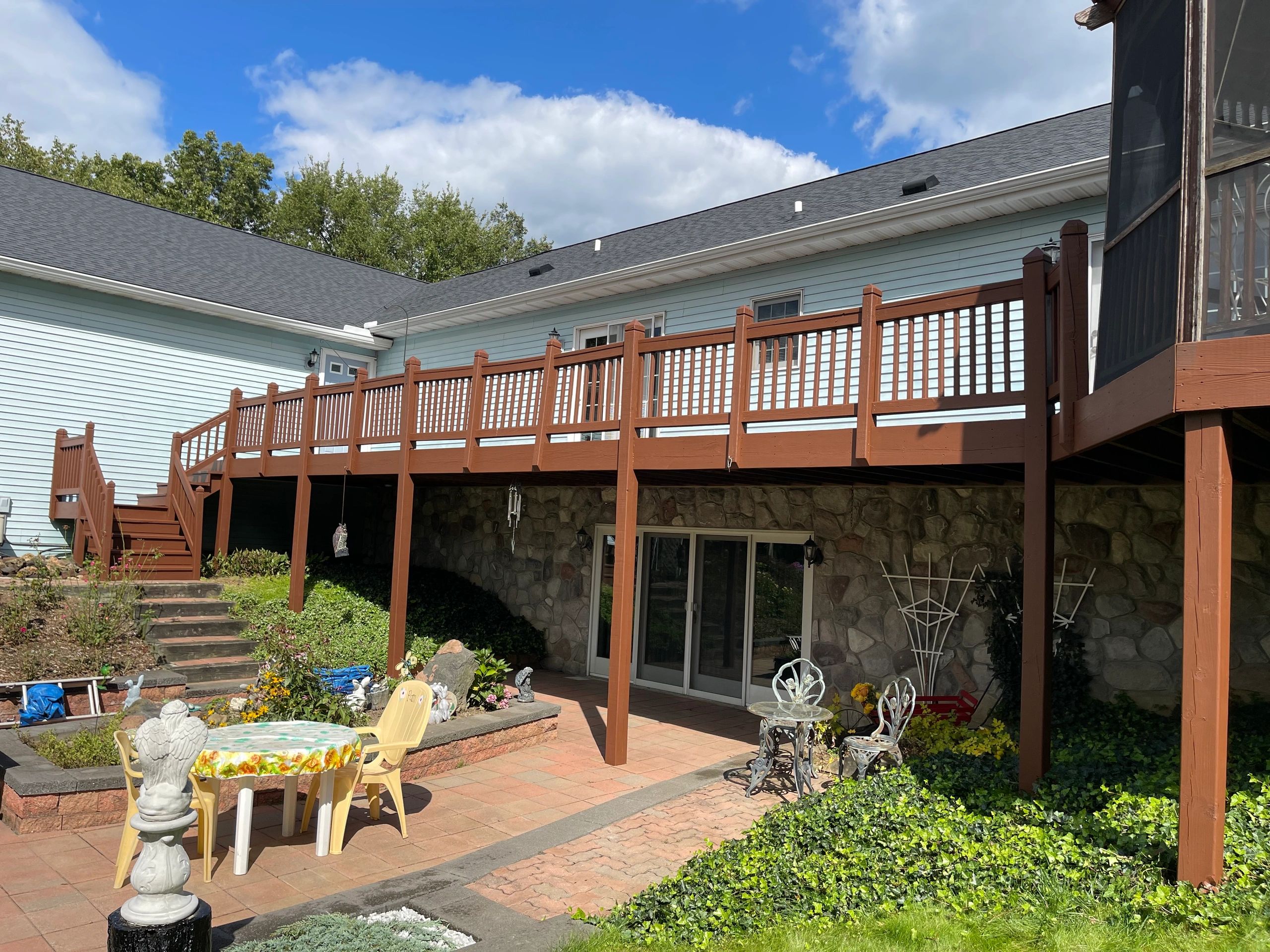 Prepared and stained residential deck
