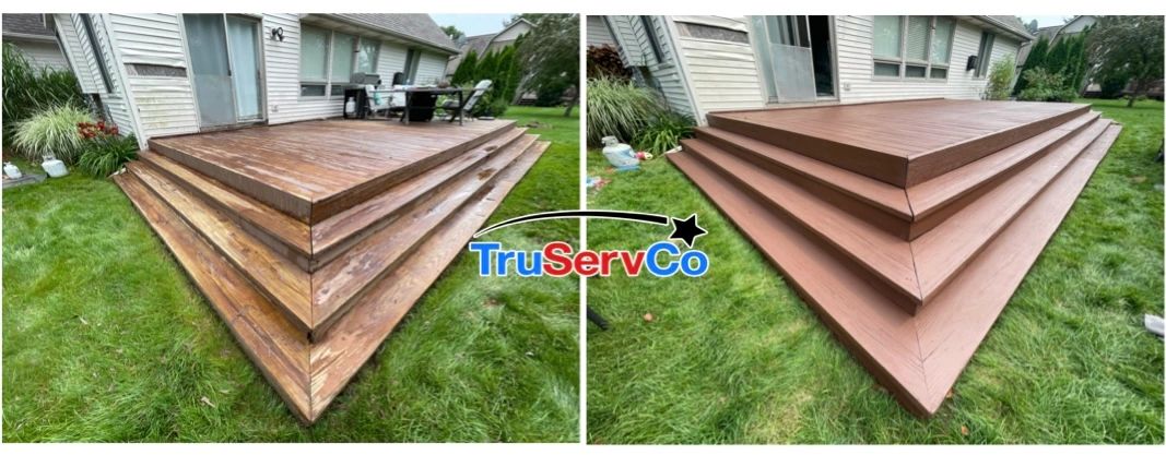 Finished deck staining transformation