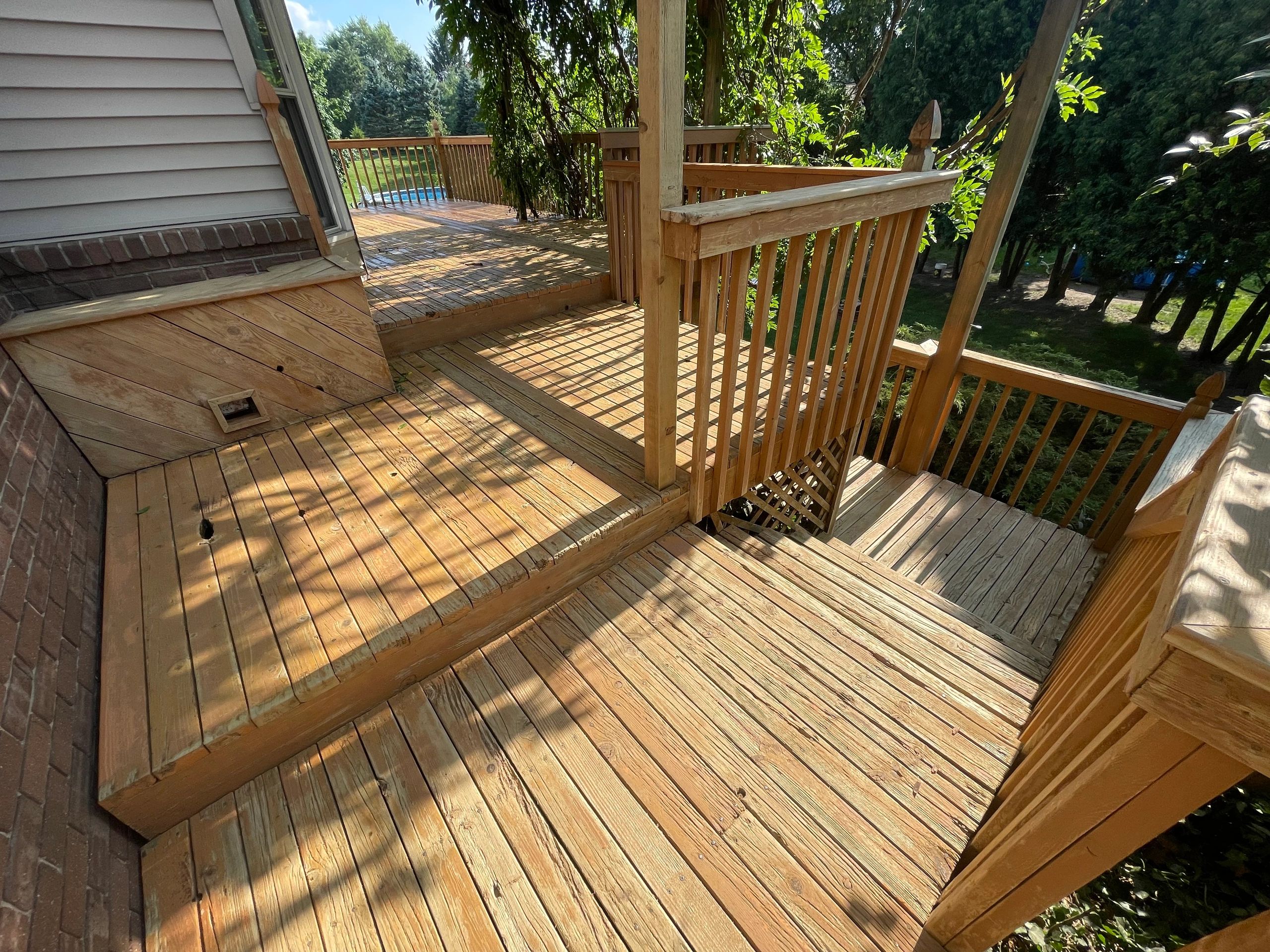 Restored outdoor wood deck
