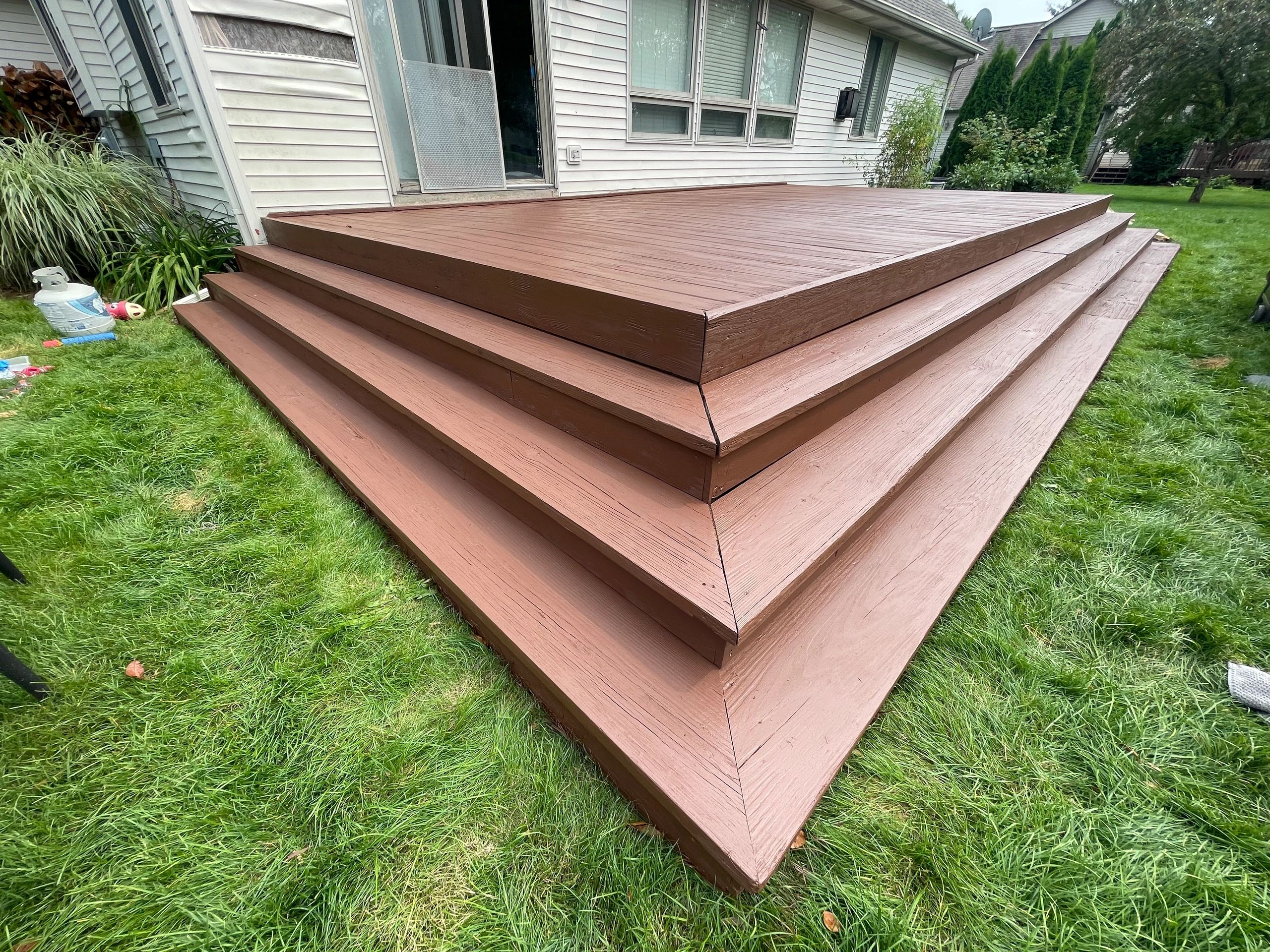 Completed wood deck staining project